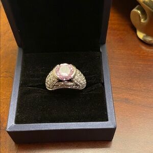 Silver Ring with Pink Center Stone